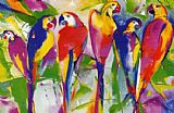 Alfred Gockel Parrot Family painting